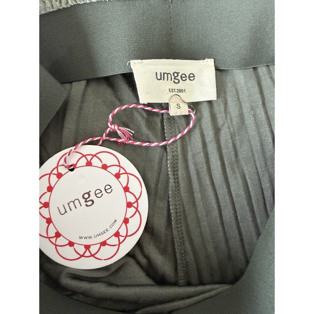 NWT Umgee Olive Green Pleated Crushed Velvet Wide Leg Pants Flare High Waist S - Picture 5 of 13